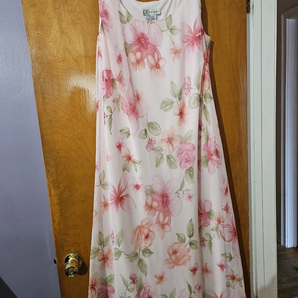 Carbon Pink and Orange Sleeveless Maxi Dress